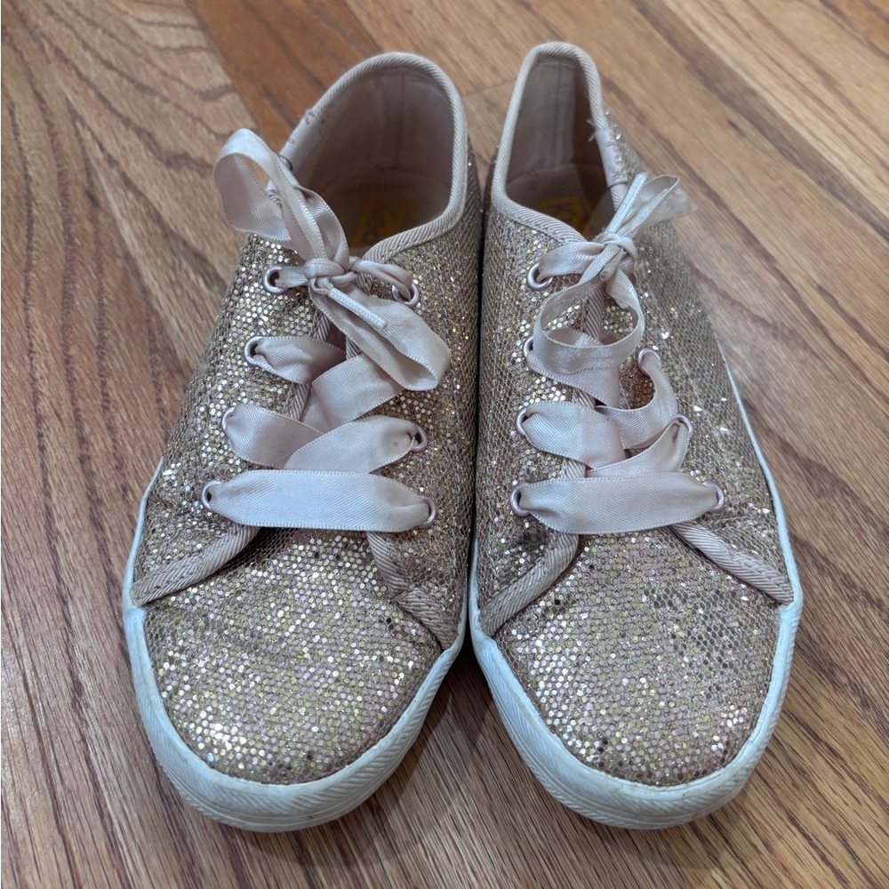 Ked’s Sparkling Glitter Lace-Up Sneakers - Rose Gold 12